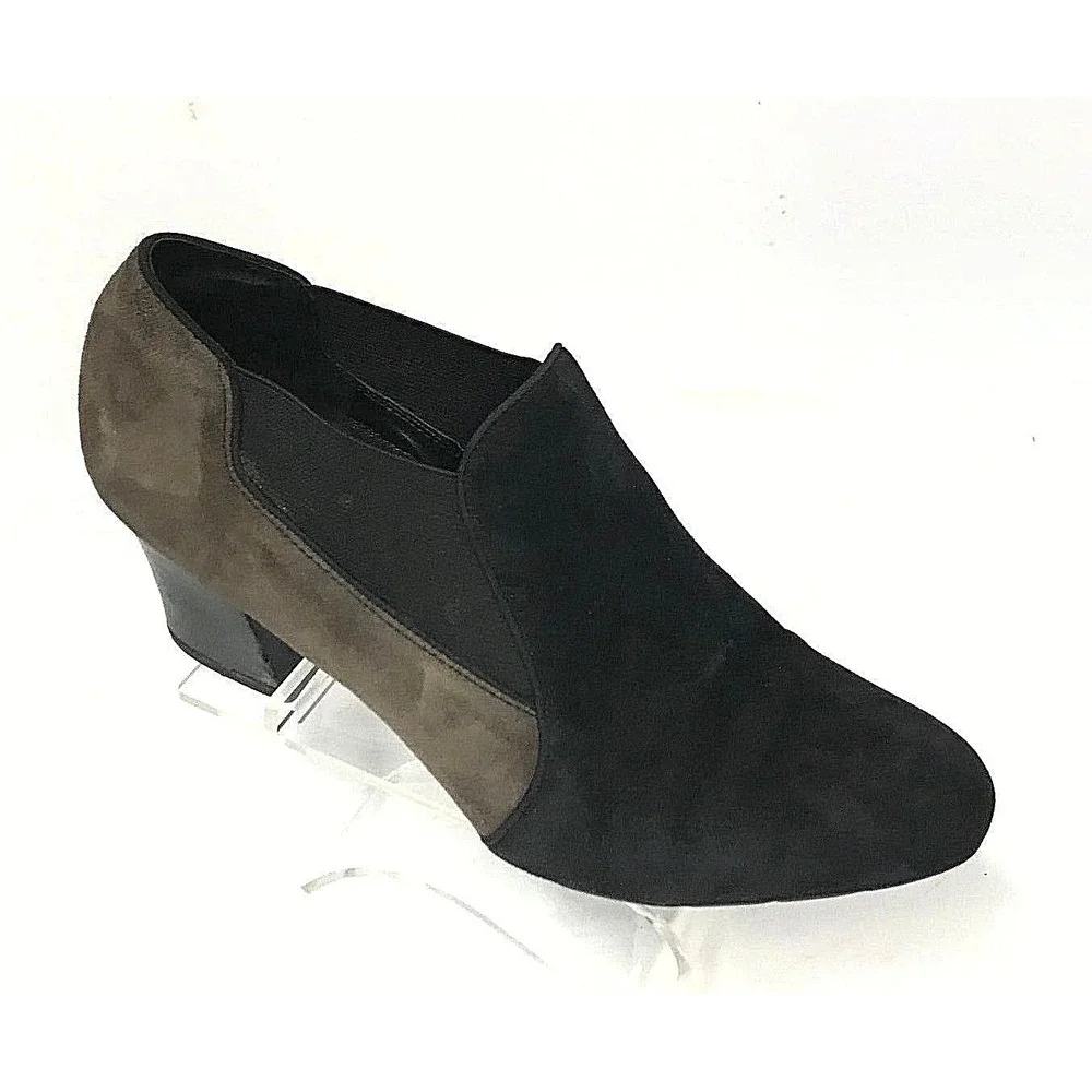 Franco Sarto Womens Black‎ Brown Suede Block Heel Booties Shooties Size 9